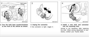 How to Replace headlight bulb 2003-2008 Toyota Corrolla Step Overview