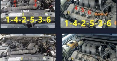 Ford 3.0L Engine Firing Order Cylinder Location with Bank 1 and bank 2